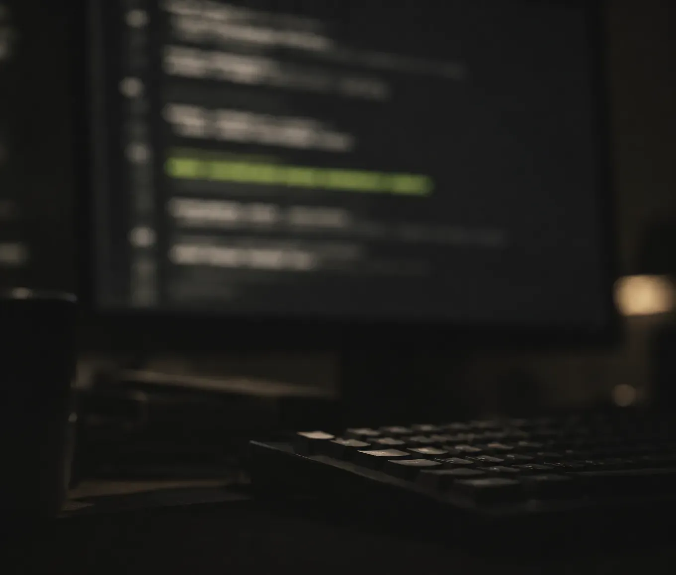 Monitor showing lines of API code above a keyboard